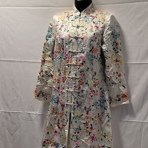 Floral Embroidered Long Coat